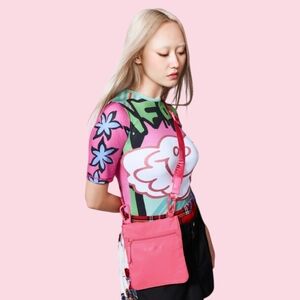 POPPY LISSIMAN Crossbody Shoulder Bag Hot Pink Nylon Convertible Fuscia Eco